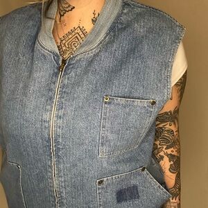 Vintage denim carpenter vest